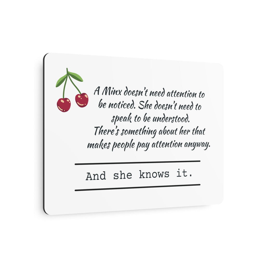 She Knows It Wall Art | Cherry Metal Quote Sign