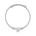 MinX Black Cat Heart Engraved Cuff Bracelet — Personalized Silver Heart Bangle Gift