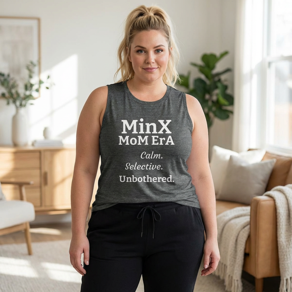 Mom Era Muscle Tank — "Calm. Selective. Unbothered." Women's Scoop Flowy Tank