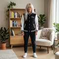 MinX Letterman Jacket - Purple-Blue Wing Sleeve Design