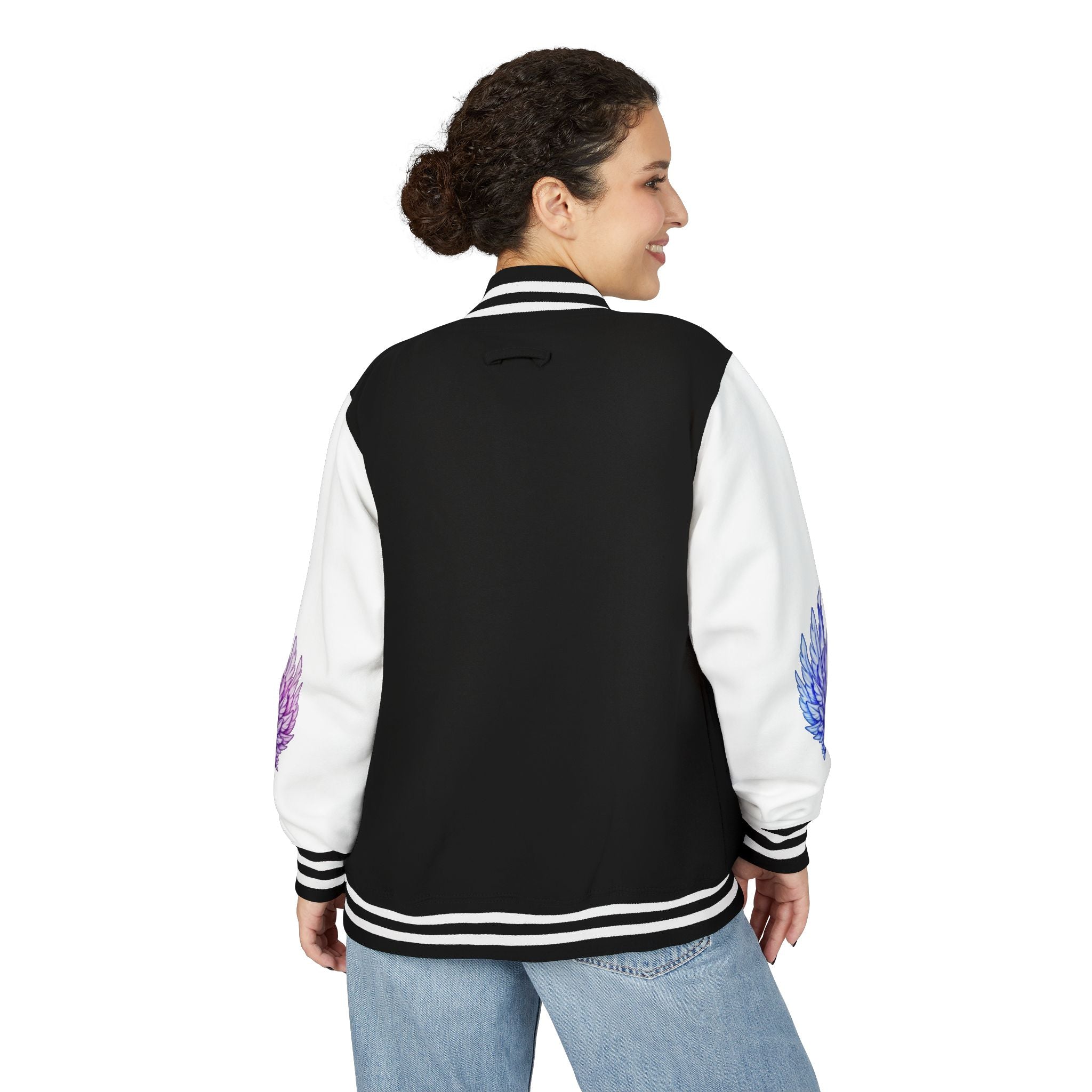 MinX Letterman Jacket - Purple-Blue Wing Sleeve Design