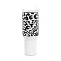 40oz Leopard Print Tumbler – Black & White Insulated Travel Cup