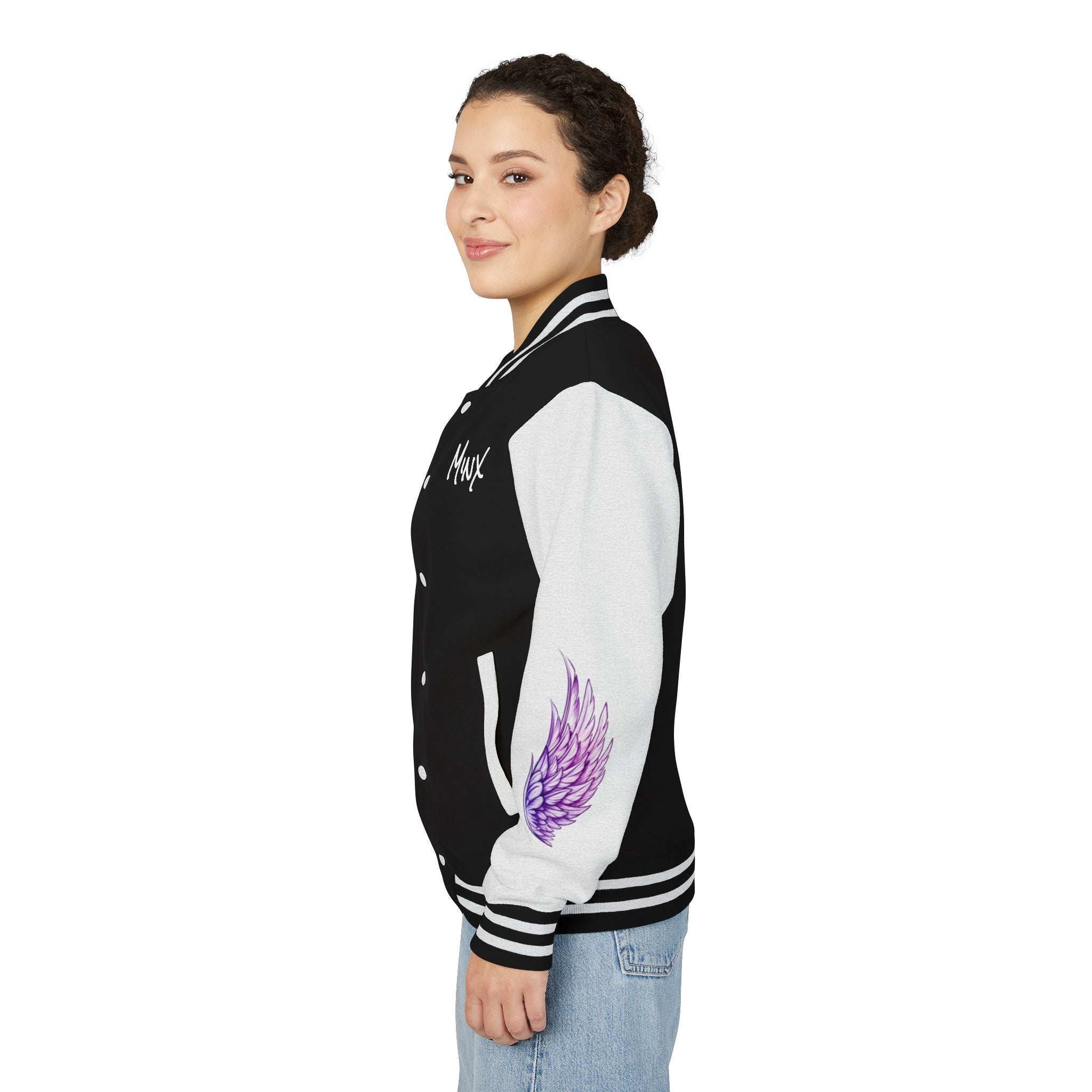 MinX Letterman Jacket - Purple-Blue Wing Sleeve Design