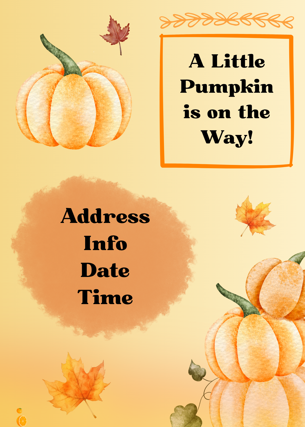 Little Pumpkin Baby Shower Invitation Template | Fall Baby Shower Digital Download | Editable Autumn Pumpkin Invite